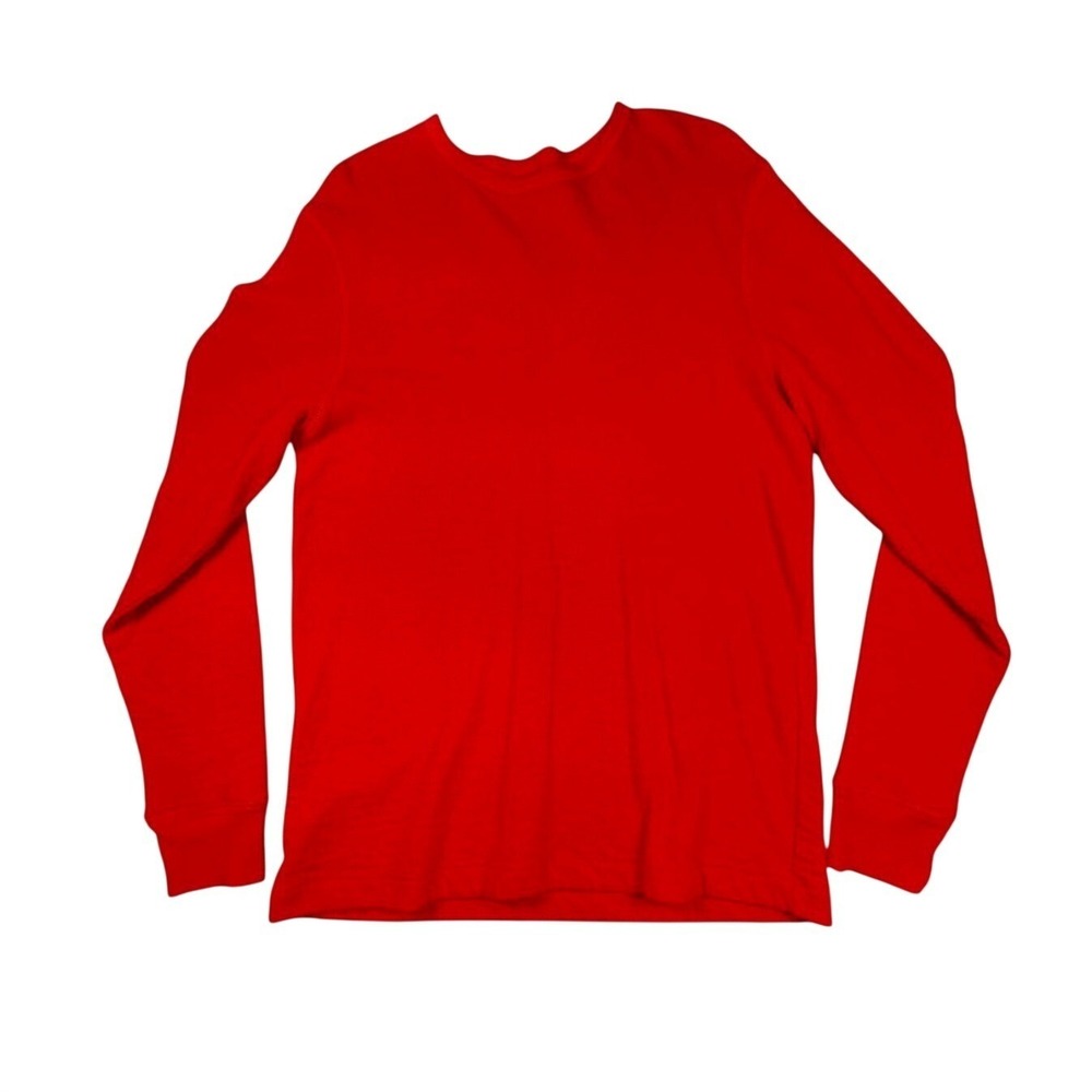 VTG Men's LL Bean Red Thermal Long Sleeve Cotton Shirt L SINGLE STITCH Hong Kong